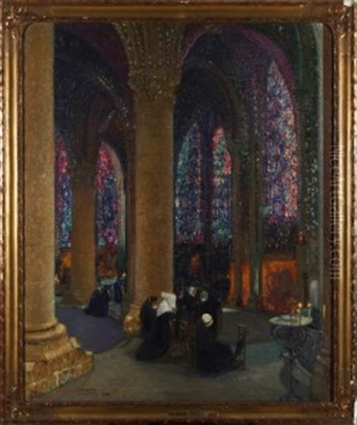 Interieur Der Kathedrale In Chartres Oil Painting by Pierre Gaston Rigaud