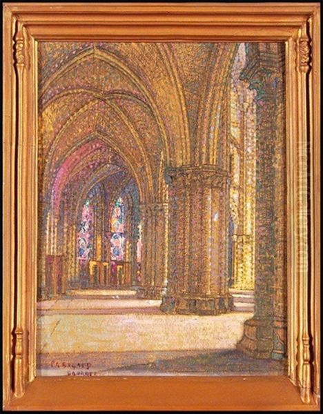 The Ambulatory Of Bourges Cathedral Oil Painting by Pierre Gaston Rigaud