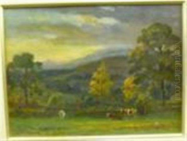 Summer Pasture With Cattle Grazing Oil Painting by Ernest Higgins Rigg