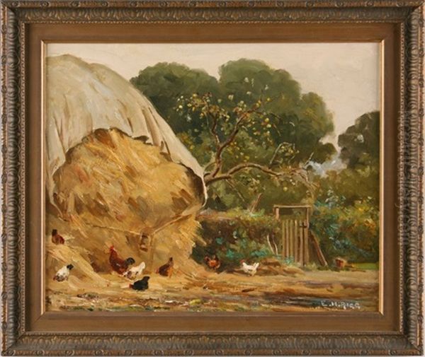 Farmyard Oil Painting by Ernest Higgins Rigg