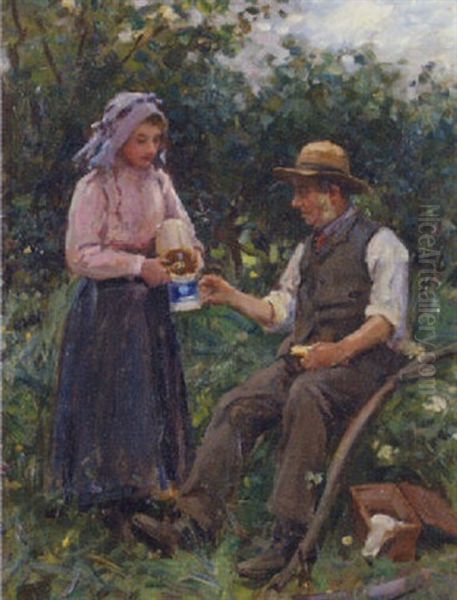 A Pause For Refreshment Oil Painting by Ernest Higgins Rigg