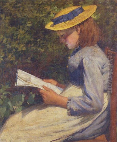 A Quiet Read Oil Painting by Ernest Higgins Rigg