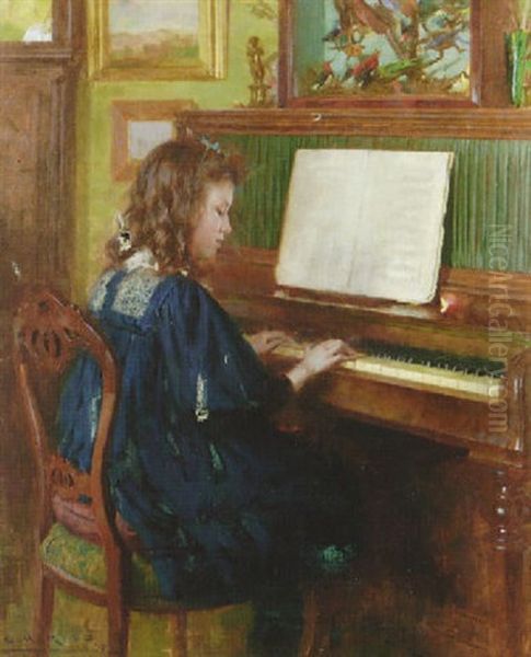 At The Piano Oil Painting by Ernest Higgins Rigg