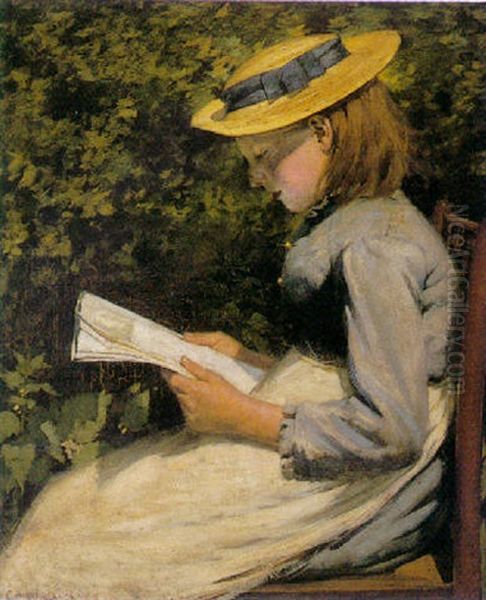 Quietly Reading Oil Painting by Ernest Higgins Rigg