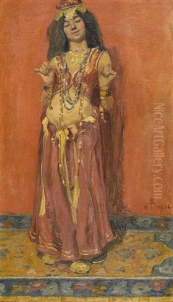 Orientalische Bauchtanzerin Oil Painting by Sigismund Righini