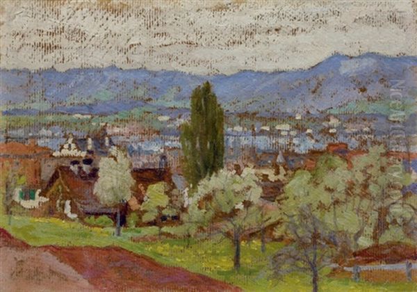 Blick Vom Adlisberg, 20, April Oil Painting by Sigismund Righini