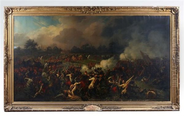 Le General Espinasse Au Combat De Marcallo, Lors De La Bataille De Magenta Oil Painting by Jules Rigo