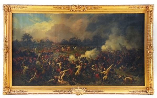 Le General Espinasse Au Combat De Marcallo, Lors De Bataille De Magenta Oil Painting by Jules Rigo