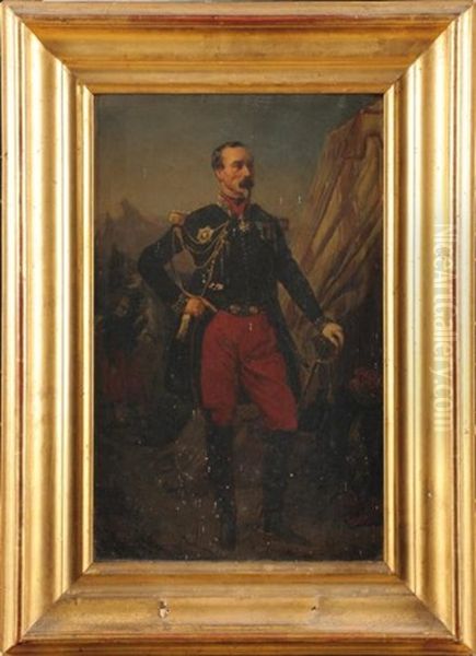 Le General De Division Espinasse, Aide De Camp De L'empereur Napoleon Iii, En Pied, Portant Ses Decorations Oil Painting by Jules Rigo