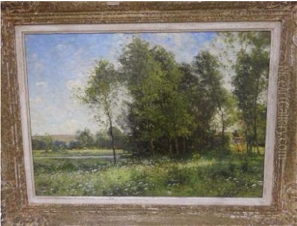 Clairiere Au Bord D'une Riviere. Oil Painting by Albert Gabriel Rigolot