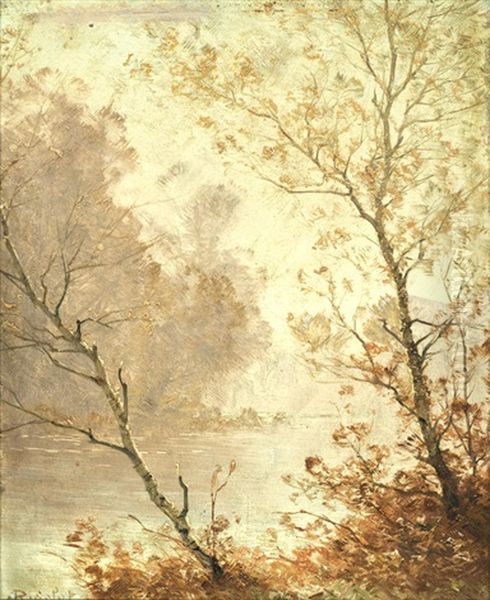 Paysage En Automne, A Pair Each 27 X 21.5cm (10 5/8 X 8 7/16in).(2) Oil Painting by Albert Gabriel Rigolot