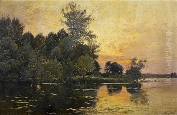 Soleil Couchant Dans La Lourine Oil Painting by Albert Gabriel Rigolot