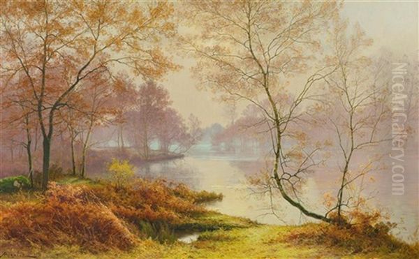 Herbstlandschaft Mit Einem Teich Oil Painting by Albert Gabriel Rigolot