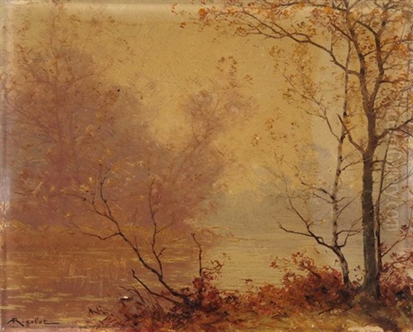 Bord De Riviere Borde D'arbres Oil Painting by Albert Gabriel Rigolot