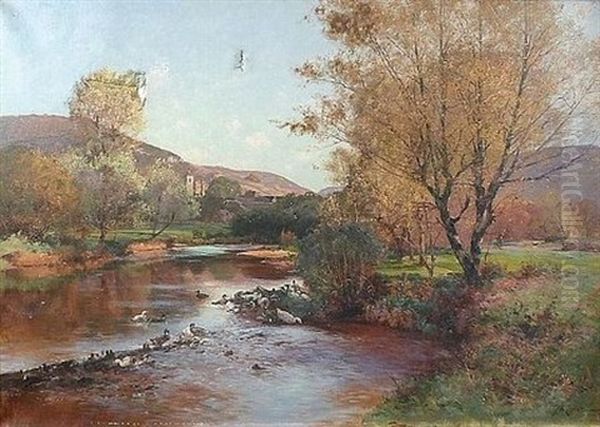 Canards Au Bord De La Riviere Oil Painting by Albert Gabriel Rigolot