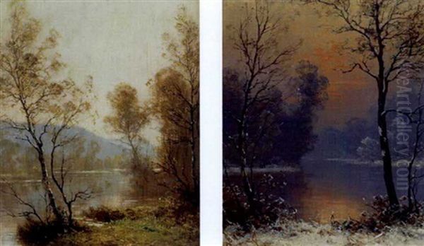 Autumn (+ Winter; Pair) Oil Painting by Albert Gabriel Rigolot