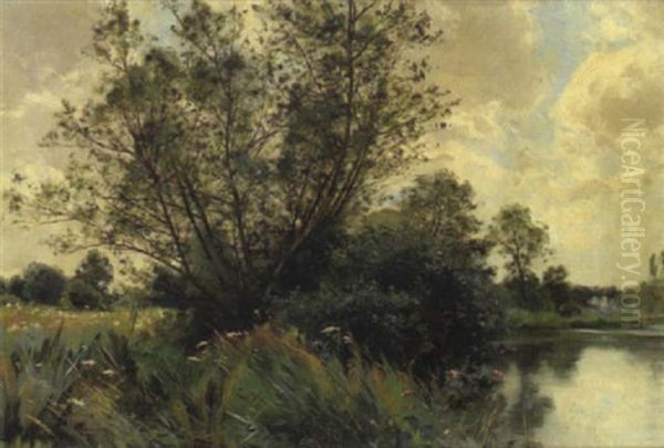 Weiden Am Bachufer Oil Painting by Albert Gabriel Rigolot