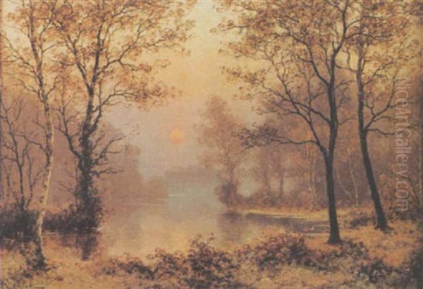 Herbstliche Waldpartie Am Abend Oil Painting by Albert Gabriel Rigolot