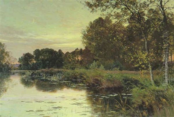 Coucher De Soleil Pres De L'etang Oil Painting by Albert Gabriel Rigolot