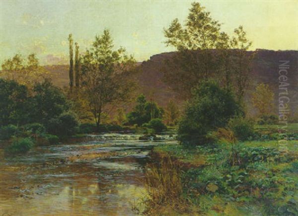 Flusslandschaft In Der Dammerung Oil Painting by Albert Gabriel Rigolot