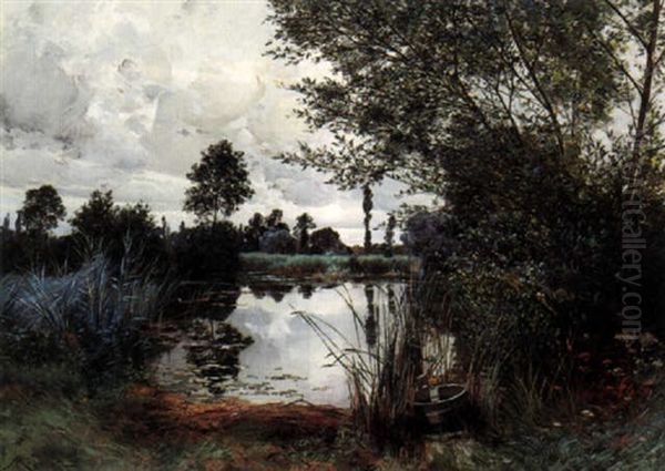 Lake Landscape Oil Painting by Albert Gabriel Rigolot