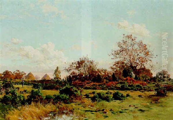 A Late Summer Landscape Oil Painting by Albert Gabriel Rigolot