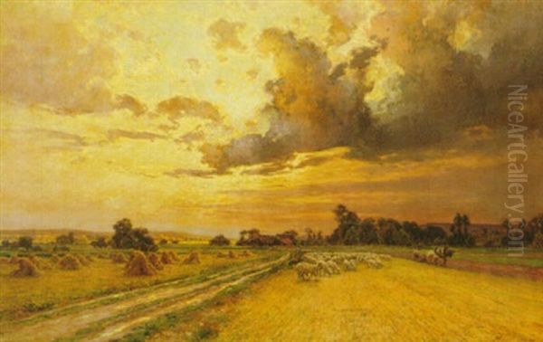 Autumn Plowing Oil Painting by Albert Gabriel Rigolot