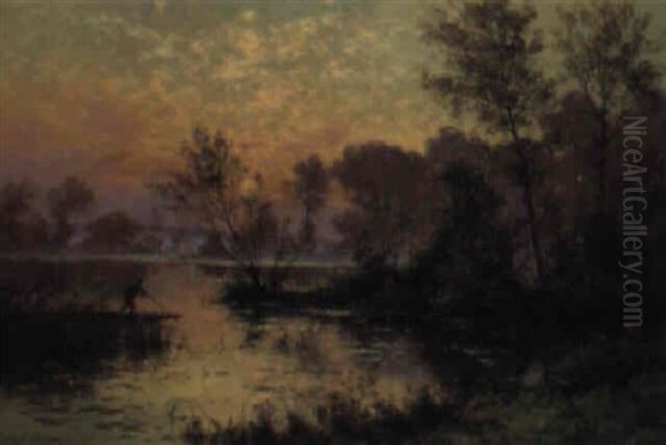 Coucher De Soleil Dans La Vallee De La Somme Oil Painting by Albert Gabriel Rigolot