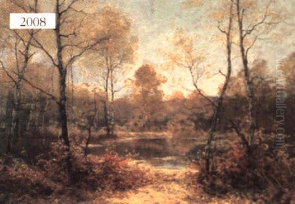 Fall Landscape With Pond Oil Painting by Albert Gabriel Rigolot