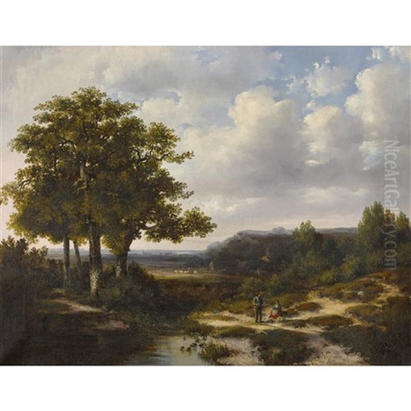 Landschaft Mit Rastendem Bauernpaar Oil Painting by Hermanus Jan Hendrik Rijkelijkhuysen