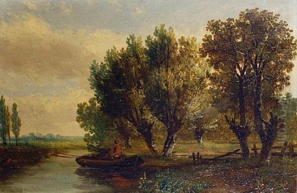 Country Landscape (+ 3 Others; 4 Works) Oil Painting by Hermanus Jan Hendrik Rijkelijkhuysen