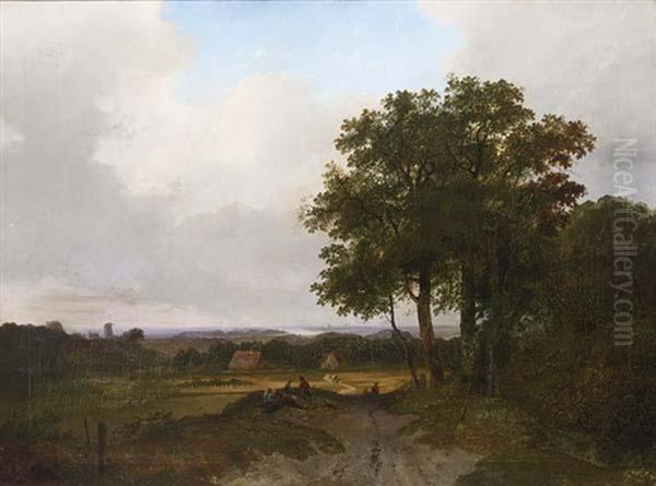 A View Of Haarlem Oil Painting by Hermanus Jan Hendrik Rijkelijkhuysen