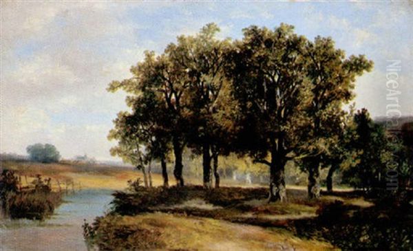 Eichenwald Am Attersee Oil Painting by Hermanus Jan Hendrik Rijkelijkhuysen