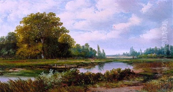 Boomrijk Landschap Met Rivier Oil Painting by Hermanus Jan Hendrik Rijkelijkhuysen