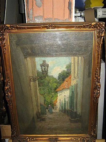 Steegje In Het Oude Antwerpen Oil Painting by Leon Riket