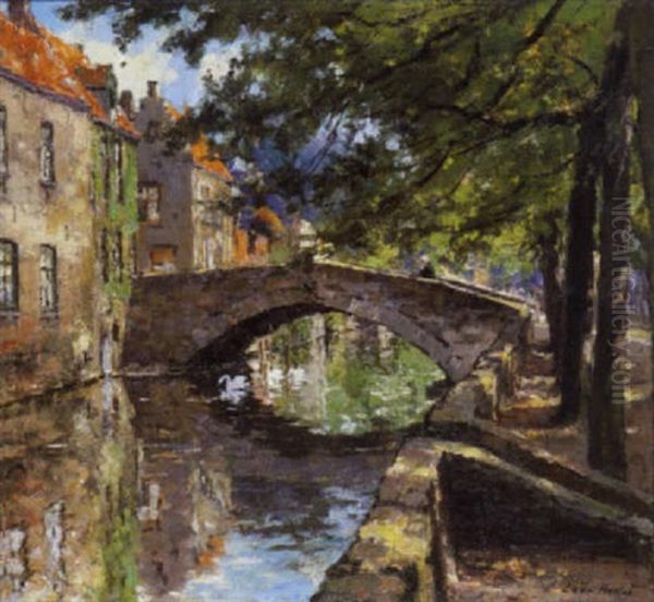 Gezicht Te Brugge Oil Painting by Leon Riket