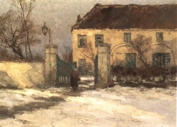 Maison Sous La Neige Oil Painting by Leon Riket