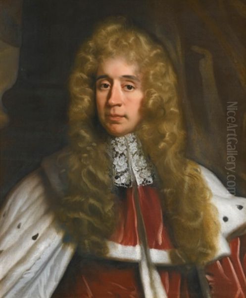 Portrait Of George, 1st Baron Jeffreys Of Wem, Judge Jeffreys (1645-1689) Oil Painting by John Riley