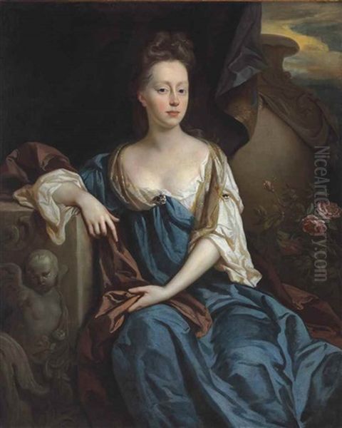 Portrait Of Anne Sherard, Lady Brownlow (1659-1721), Three-quarter-length Oil Painting by John Riley