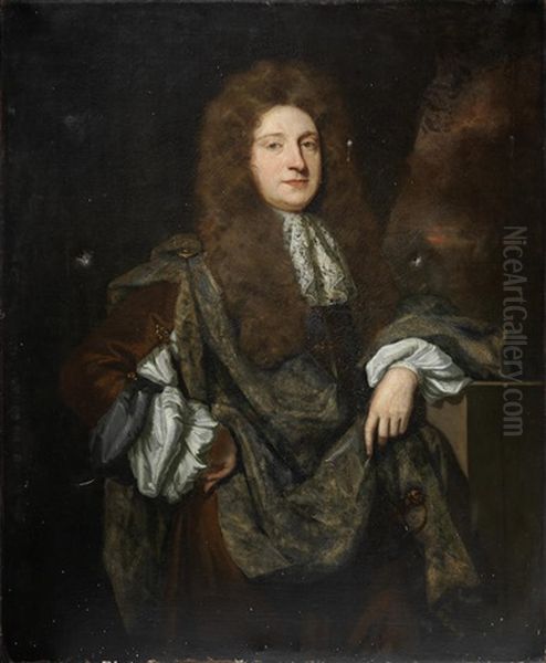 Portrait Of A Gentleman, Said To Be Sir John Sparrowe Oil Painting by John Riley