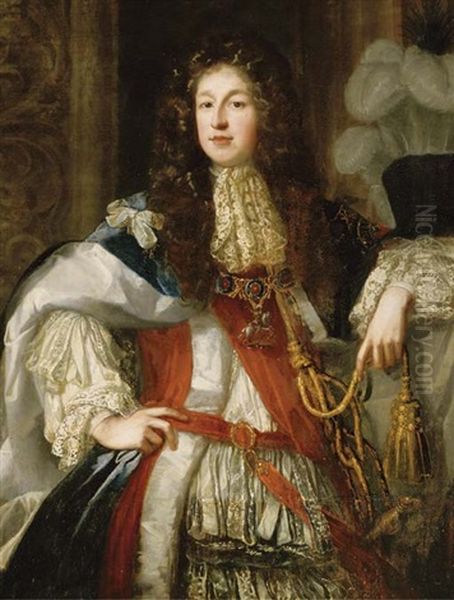 Portrait Of John Sheffield 1st Duke Of Buckingham And Normanby When Earl Of Mulgrave With The Order Of St. George Oil Painting by John Riley