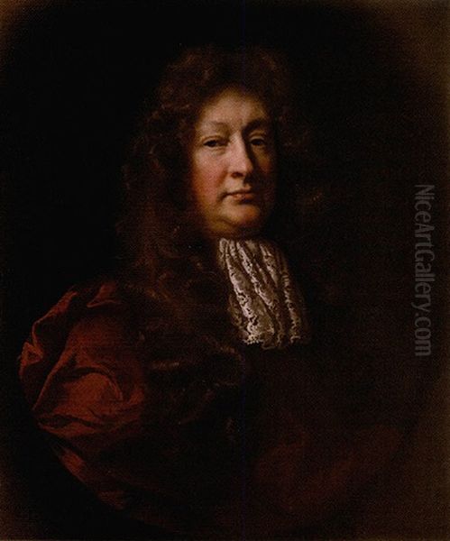 Portrait Of Mr. Marriott Of Alscot Park, Gloucestershire, Wearing Brown Robes And A White Lace Cravat Oil Painting by John Riley