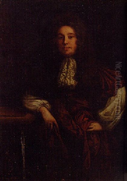 Portrait Of Sir John Russel In A Brown Gown Oil Painting by John Riley