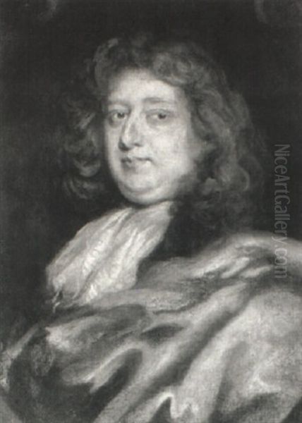 Portrait Of Sir Richard Levett, Bust Length Oil Painting by John Riley