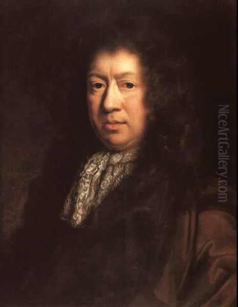 Portrait Of Samuel Pepys (1633-1703) Oil Painting by John Riley