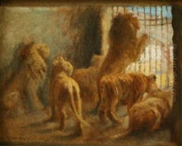 Lions Oil Painting by William Rimmer