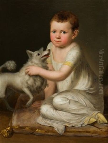 Kinderbildnis Mit Spitz Oil Painting by Johann Christoph Rincklake