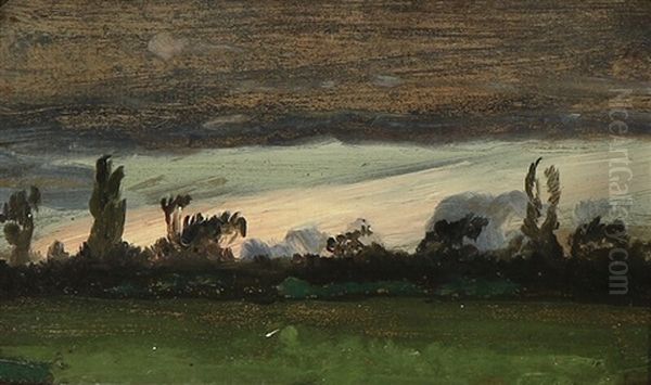 Evening Landscape Near Naestved Oil Painting by Laurits Andersen Ring