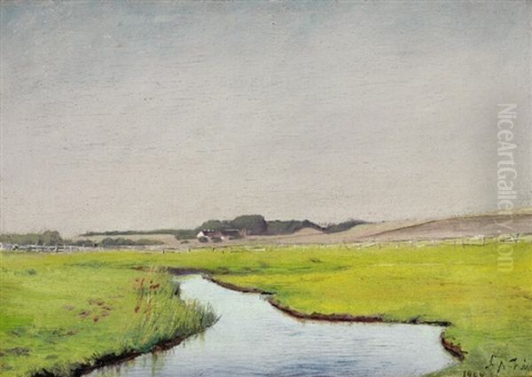 A Stream At Springtime Oil Painting by Laurits Andersen Ring