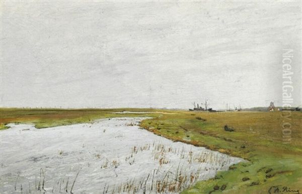 The Mouth Of The Susa (stream) At Karrebaeksminde Oil Painting by Laurits Andersen Ring